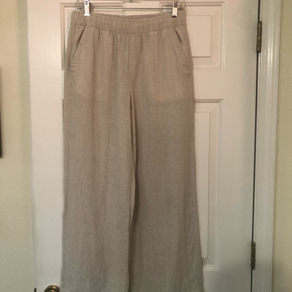 Old Navy Beige Wide Leg Pants with Elastic Waistband